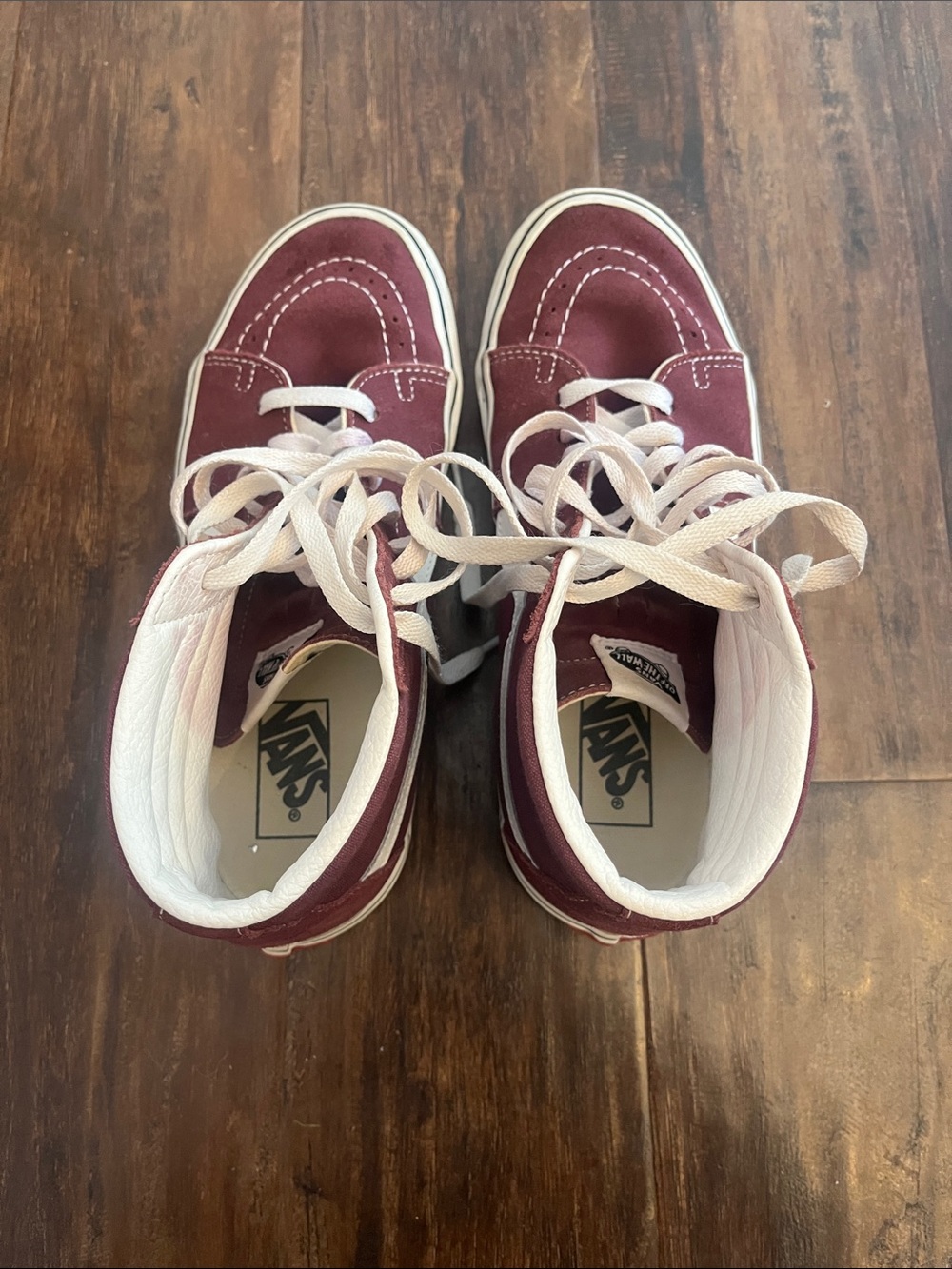 Vans High-Top Sneakers in Burgundy with White Accents